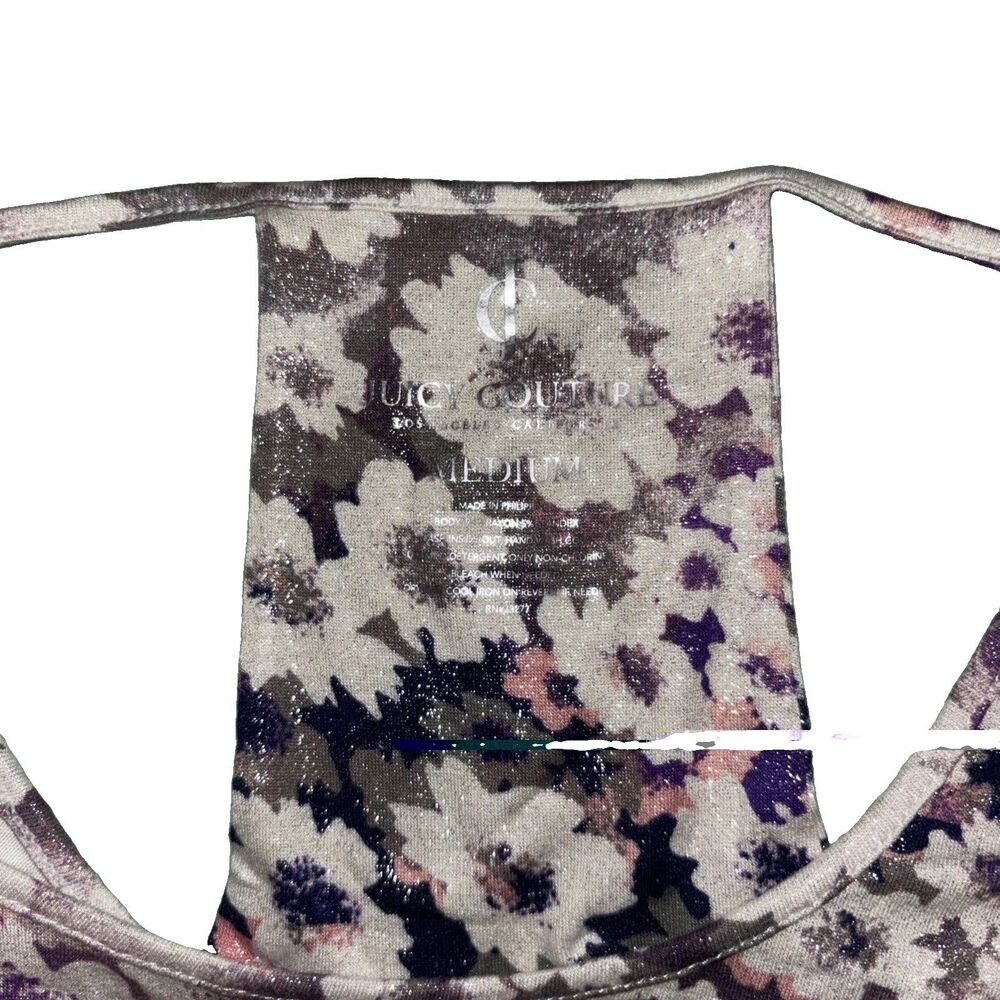 Juicy Couture Women's Floral Shimmer Print Back Cutout Top M - Picture 3 of 6